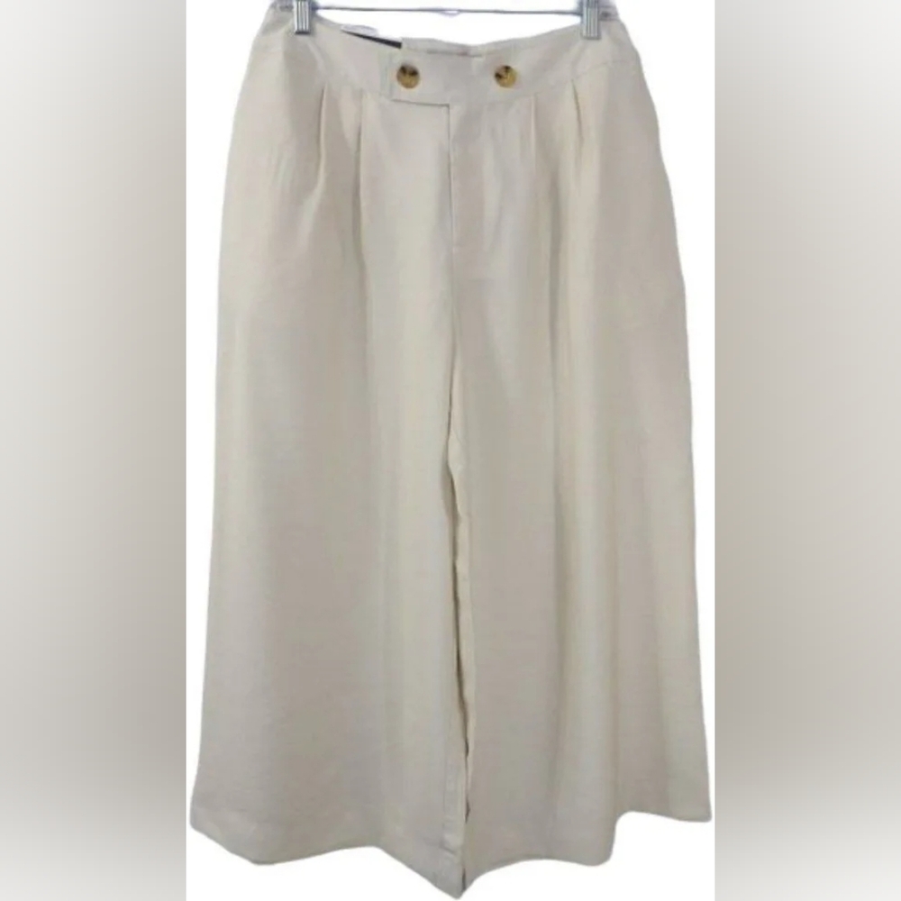 Who What Wear Cream Wide-Leg Pants